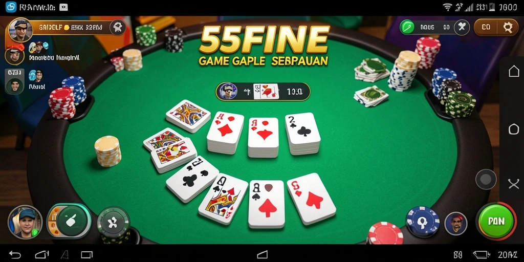 Tampilan gameplay Gaple di aplikasi 55FIVE yang menarik dan interaktif.