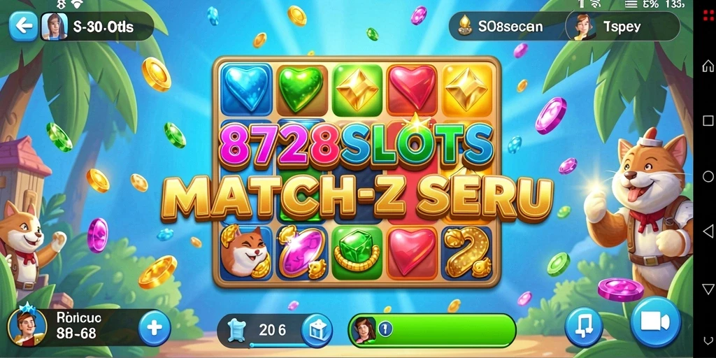 Tampilan gameplay seru dari 8728SLOTS dalam genre Match-3.