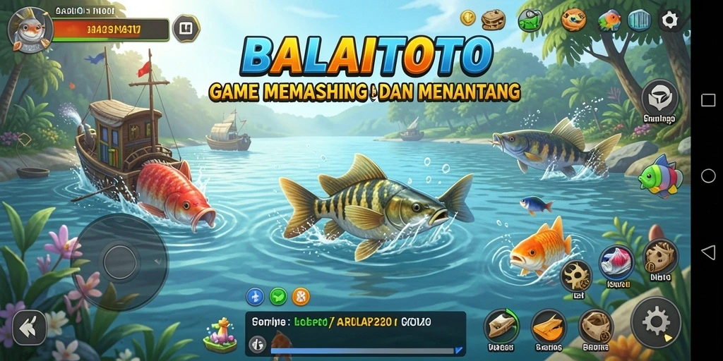 Tampilan gameplay BALAITOTO dengan suasana memancing yang realistis.