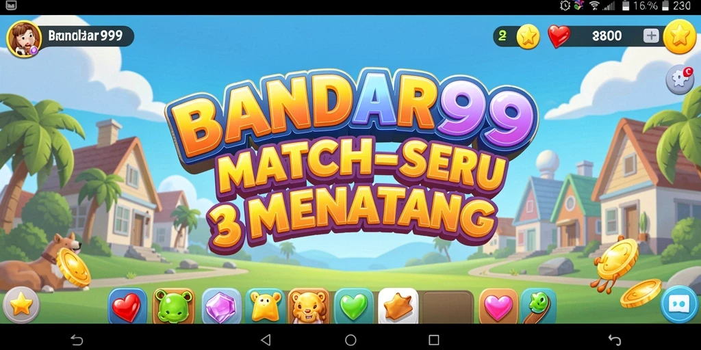Screenshot BANDAR99 menampilkan gameplay Match-3 yang mendebarkan.
