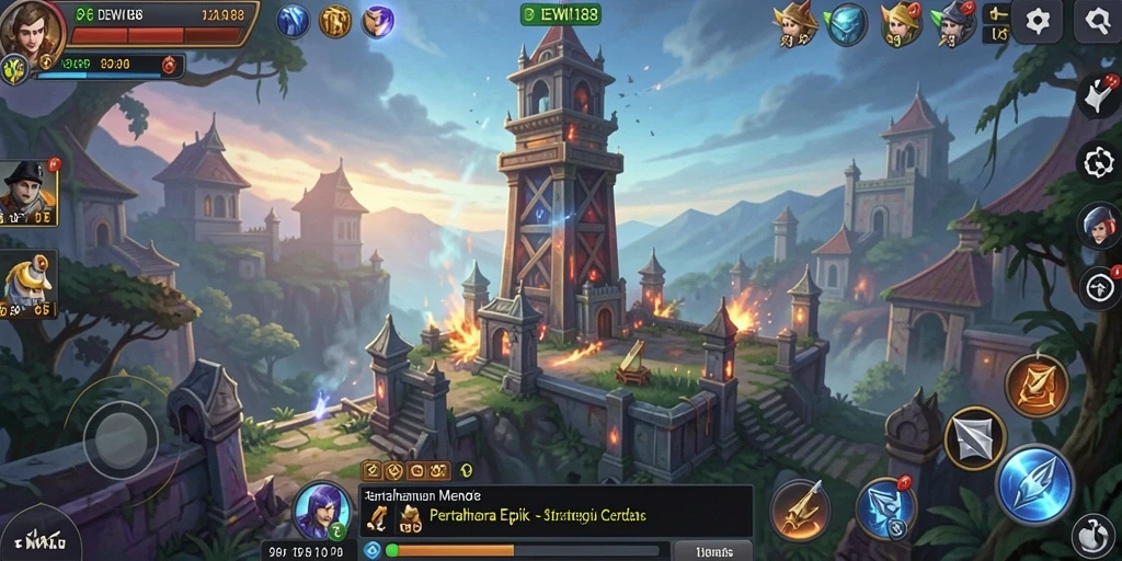Tampilan aksi gameplay Tower Defense yang menarik di DEWI188.