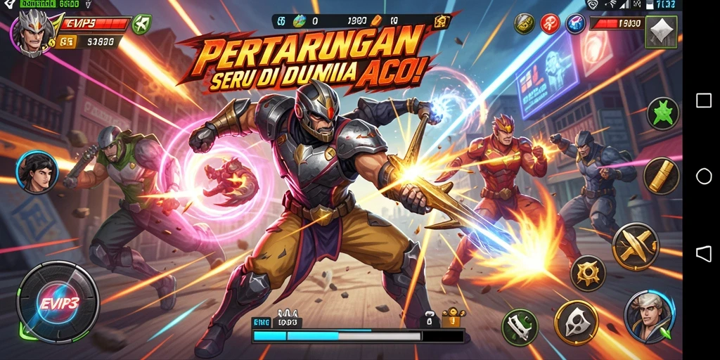 Tampilan pertarungan seru dalam EVIP3 dengan grafis menakjubkan.