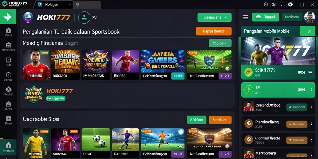 Tampilan gameplay Sportsbook HOKI777 dengan berbagai pilihan taruhan.