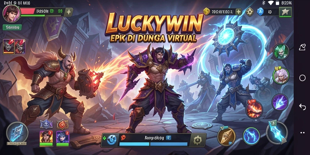 Tampilan gameplay menegangkan dalam LUCKYWIN dengan pertarungan karakter yang dinamis.