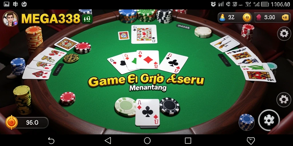 Screenshot gameplay seru MEGA338 yang menampilkan permainan Gaple.