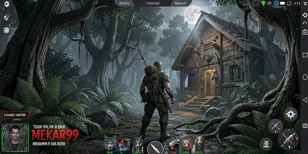 Tampilan gameplay menegangkan dari MEKAR99 di hutan angker.