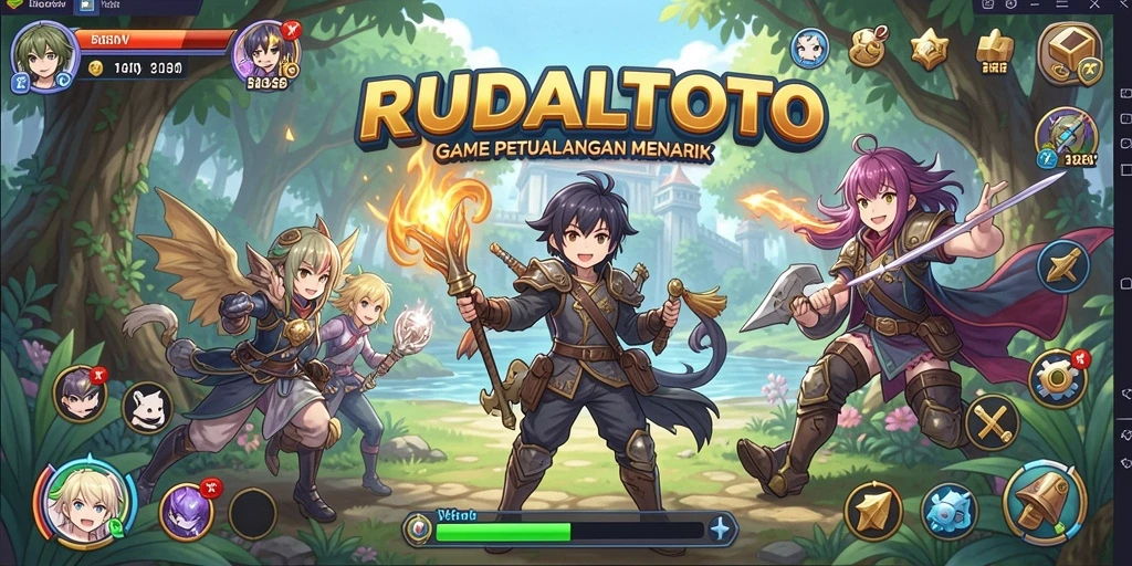 Screenshot utama RUDALTOTO menampilkan pertarungan seru dan karakter Anime.
