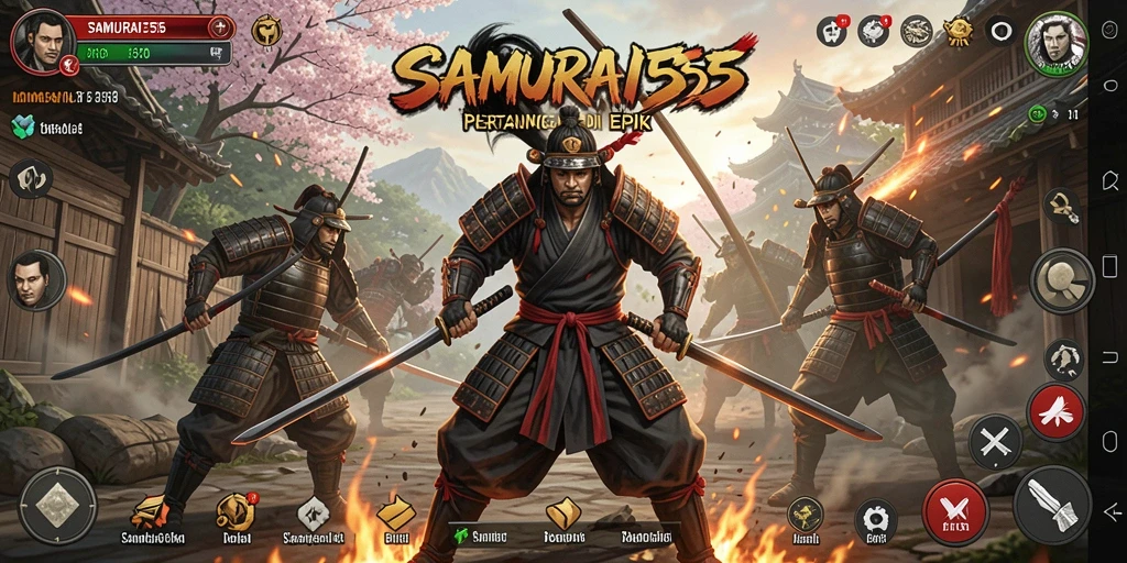 Tangkapan layar menampilkan aksi pertarungan samurai yang intens dan mendebarkan.