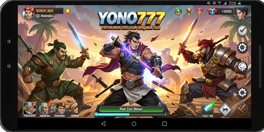 Tampilan gameplay seru dari YONO777, penuh aksi pertarungan.